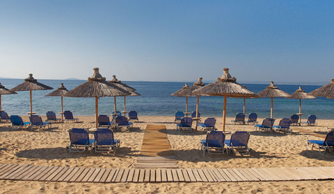 3 нощувки със закуски и вечери през септември в Blue Dolphin 4*, Халкидики!